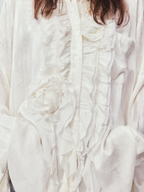 Relaxed Floral-Appliqué Shirt Dress