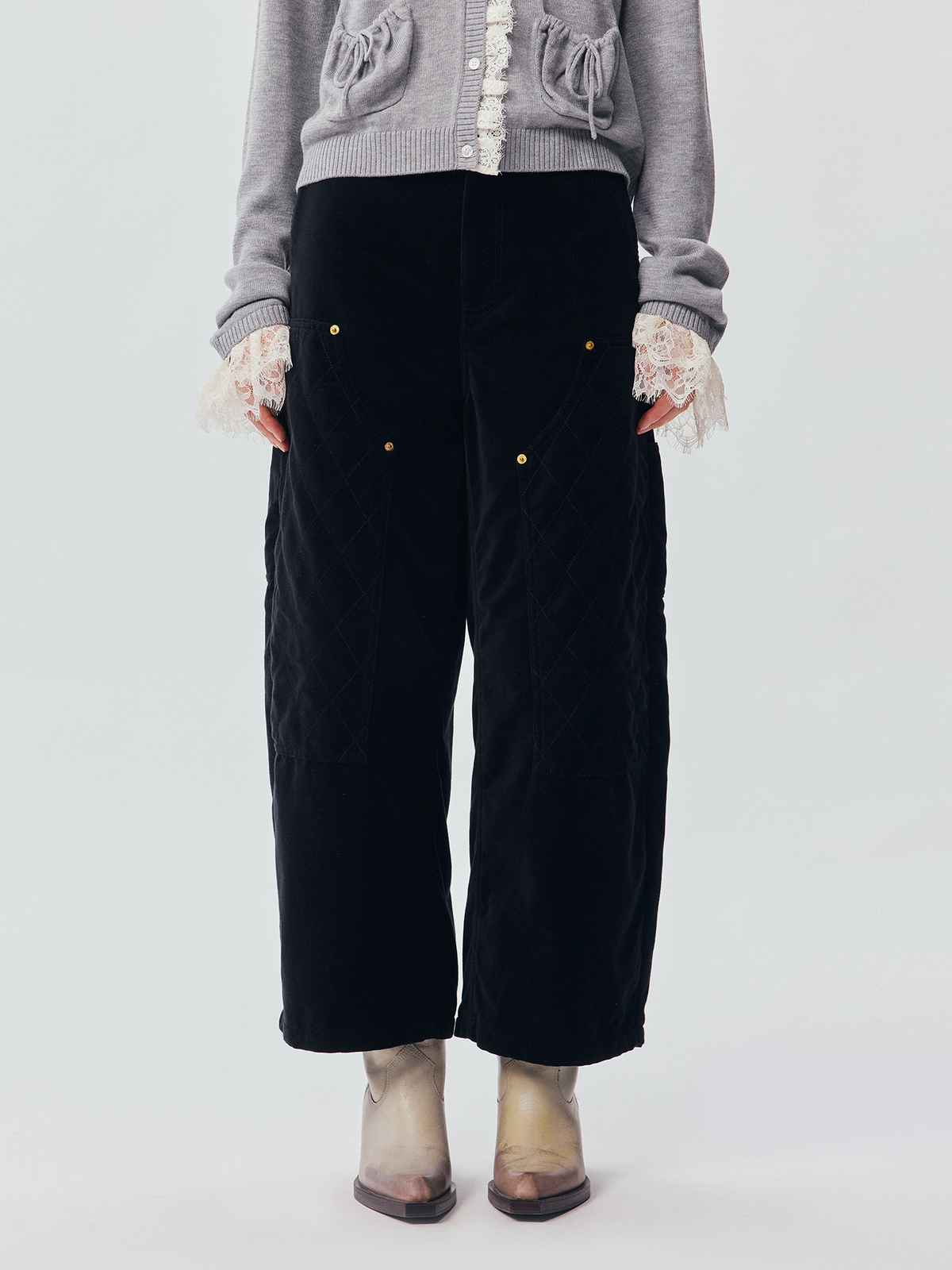 Quilted Cropped Logger Pants