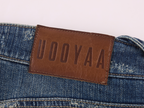 Washed Officer-Button Flared Jeans