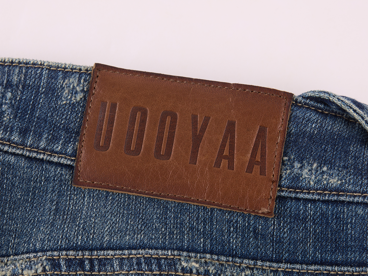 Washed Officer-Button Flared Jeans