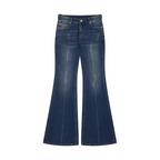 Washed Officer-Button Flared Jeans