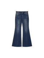 Washed Officer-Button Flared Jeans