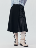 Relaxed Floral-Appliqué Wool Skirt
