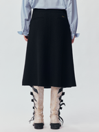 Relaxed Floral-Appliqué Wool Skirt