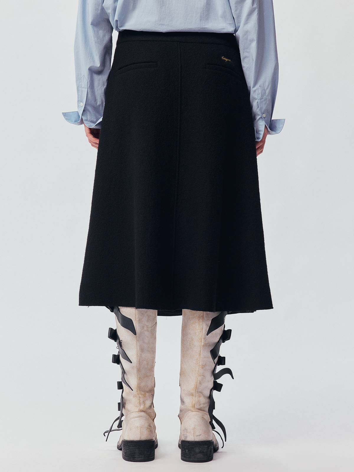 Relaxed Floral-Appliqué Wool Skirt