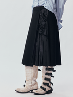 Relaxed Floral-Appliqué Wool Skirt