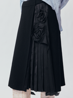 Relaxed Floral-Appliqué Wool Skirt