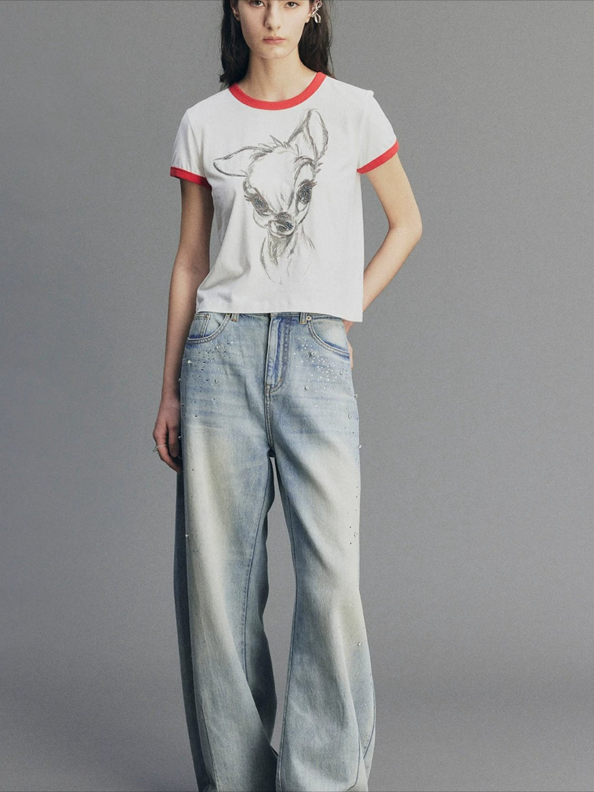 Retro Diamond Washed Jeans