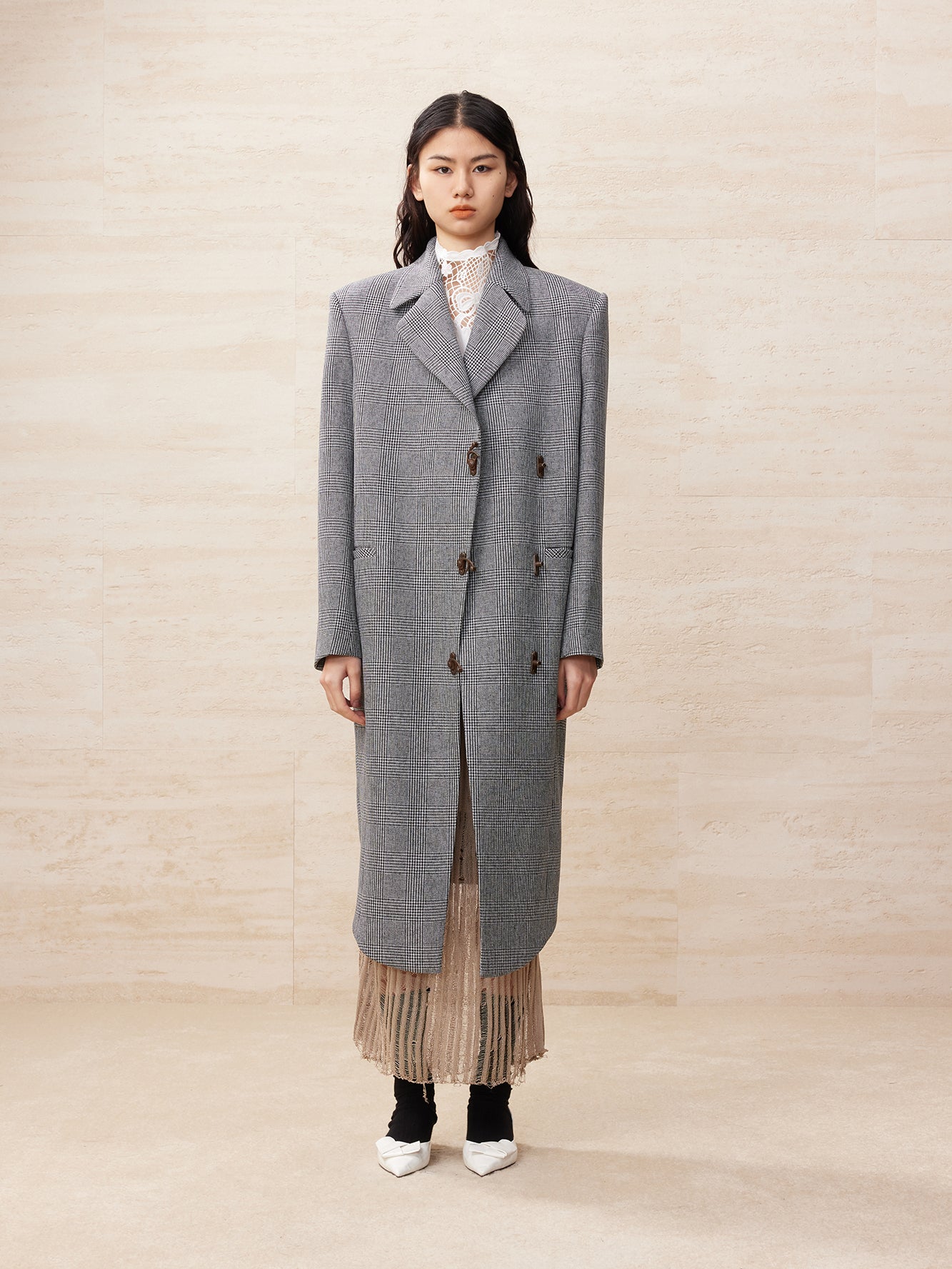 Houndstooth long coat