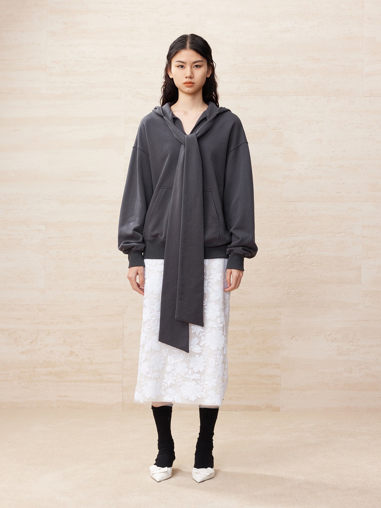 Black bowknot hoodie