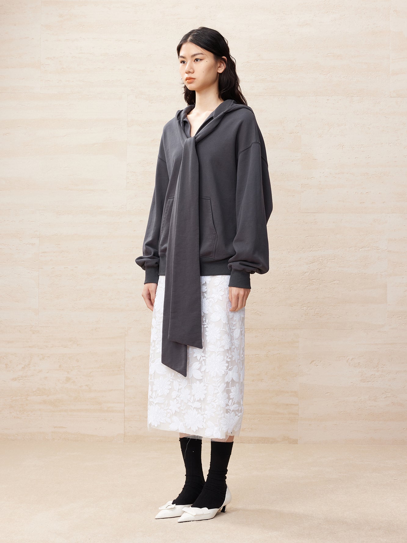 Black bowknot hoodie