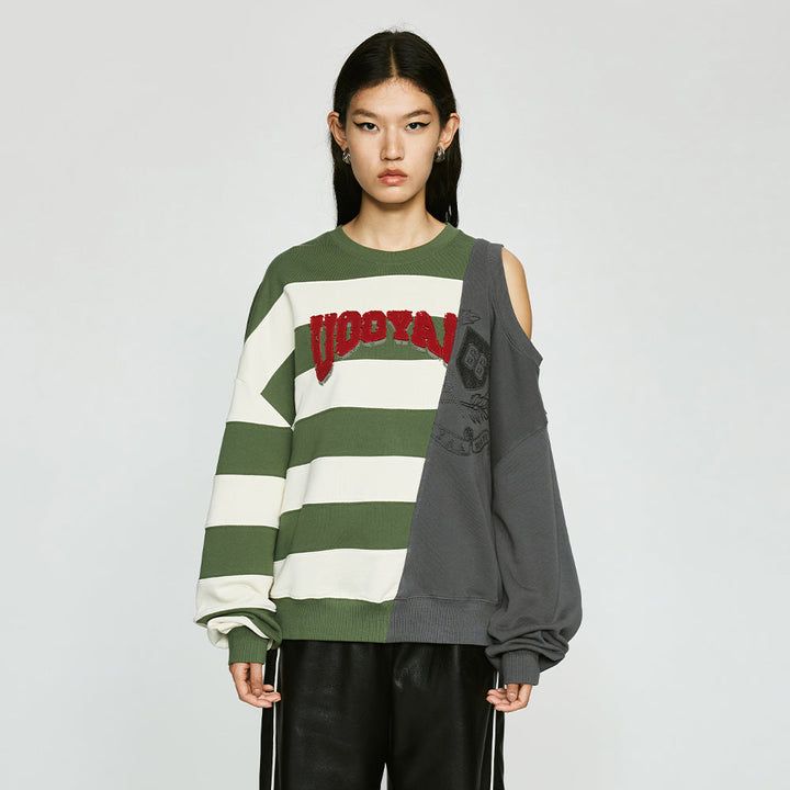 Deconstructed Vintage Striped Sweatshirt – UOOYAA