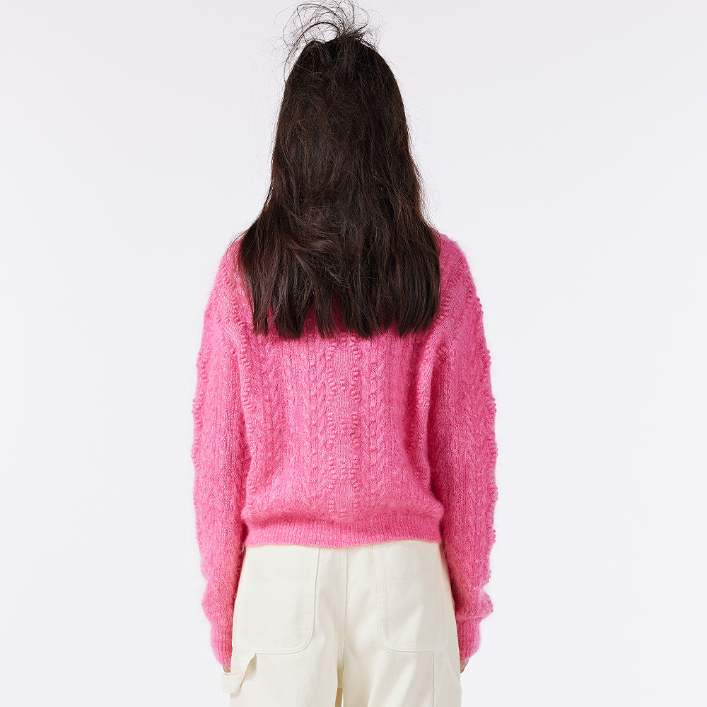 Pink Cable Knitted Cardigan