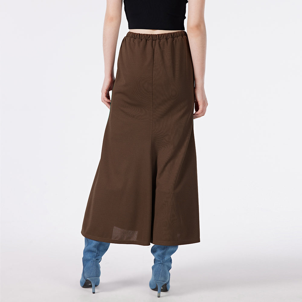 Brown High-waist Long Skirt