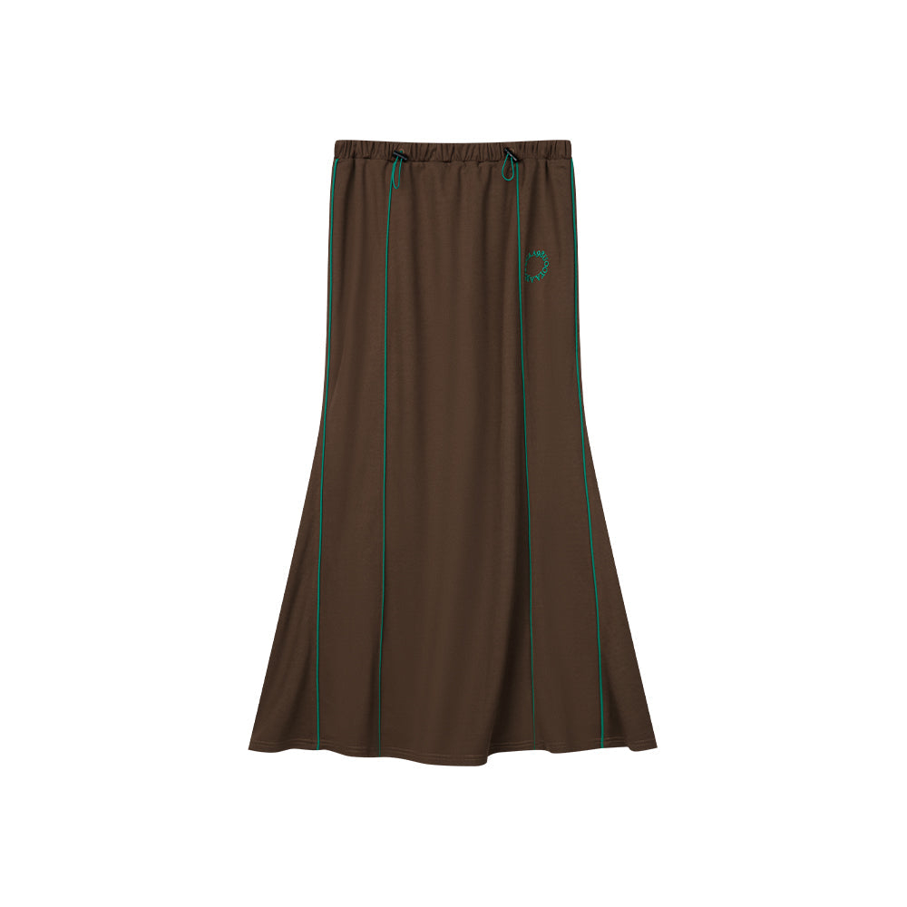 Brown High-waist Long Skirt