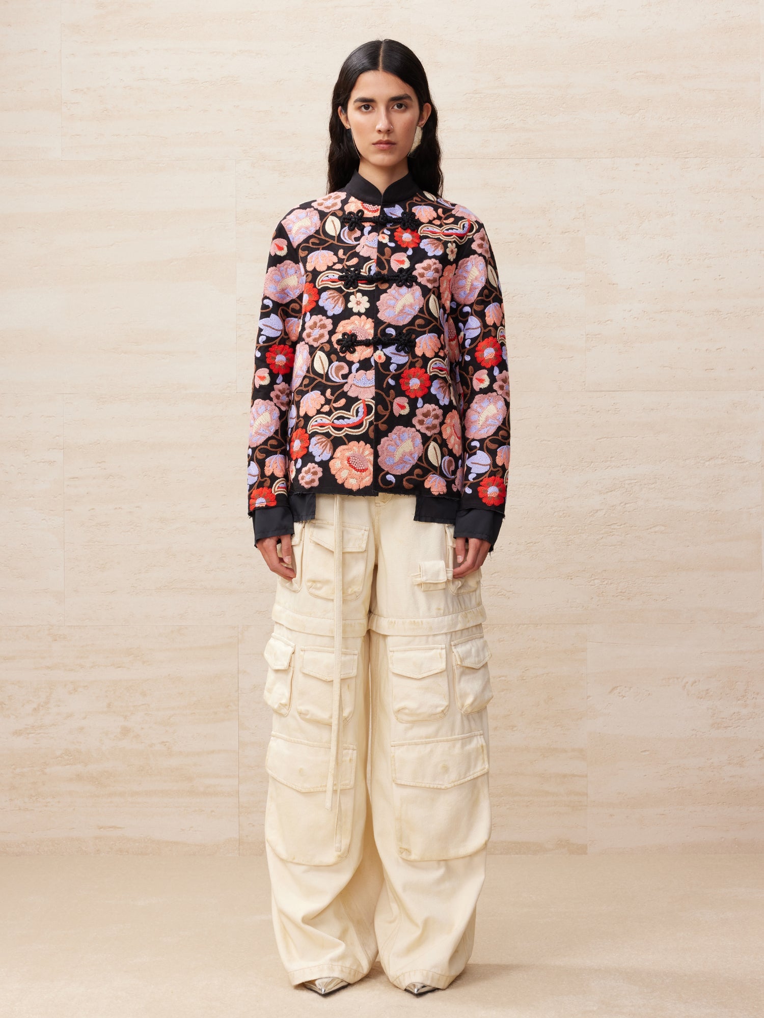 Floral Chinese button knot jacket