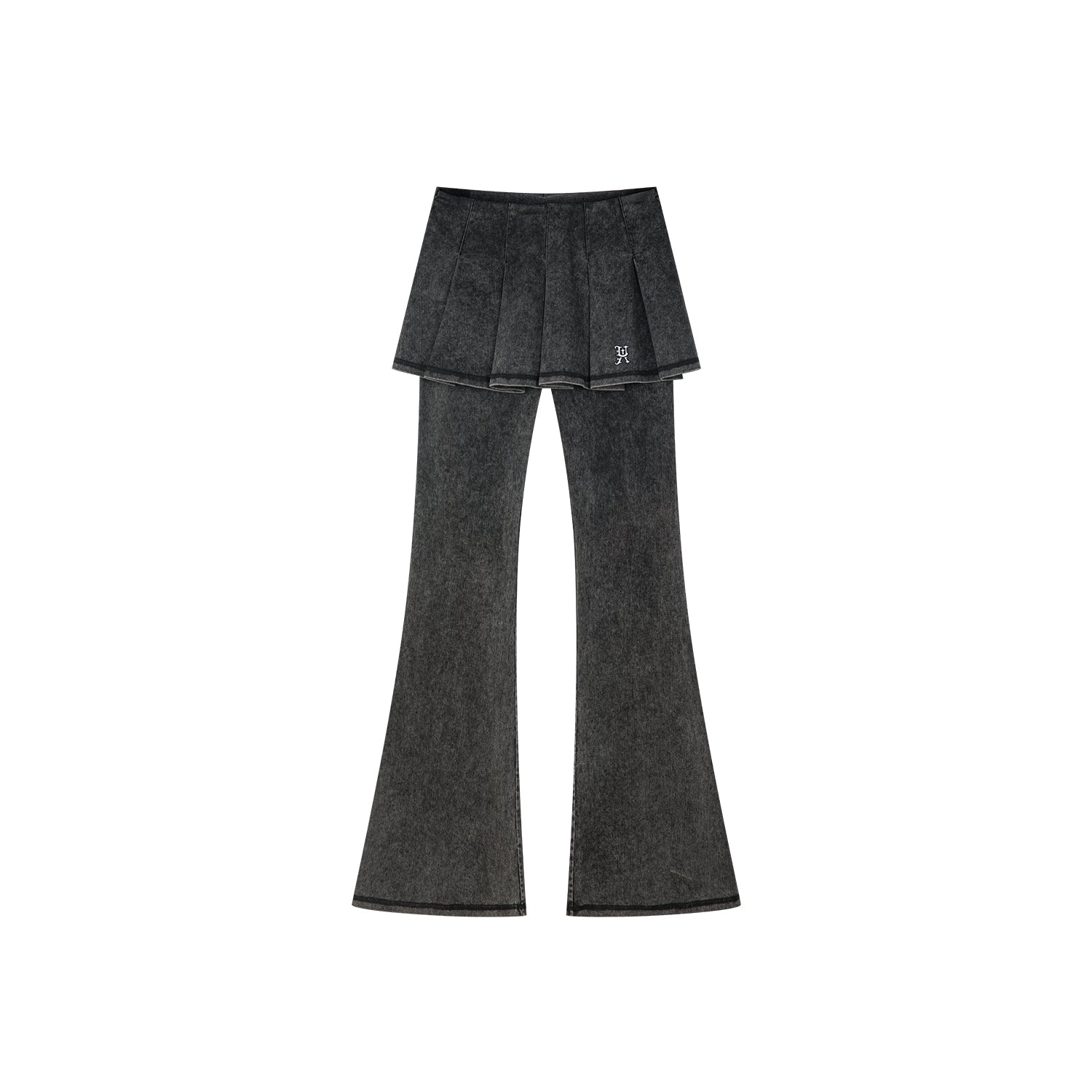 Vintage two piece flared jeans with pleated skirt