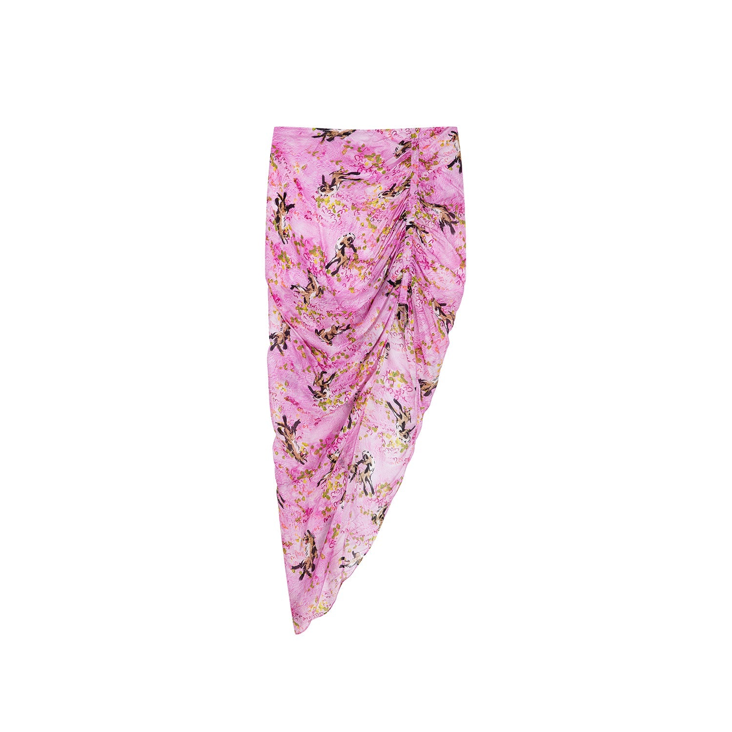 Puppy patterned rose pink draped skirt