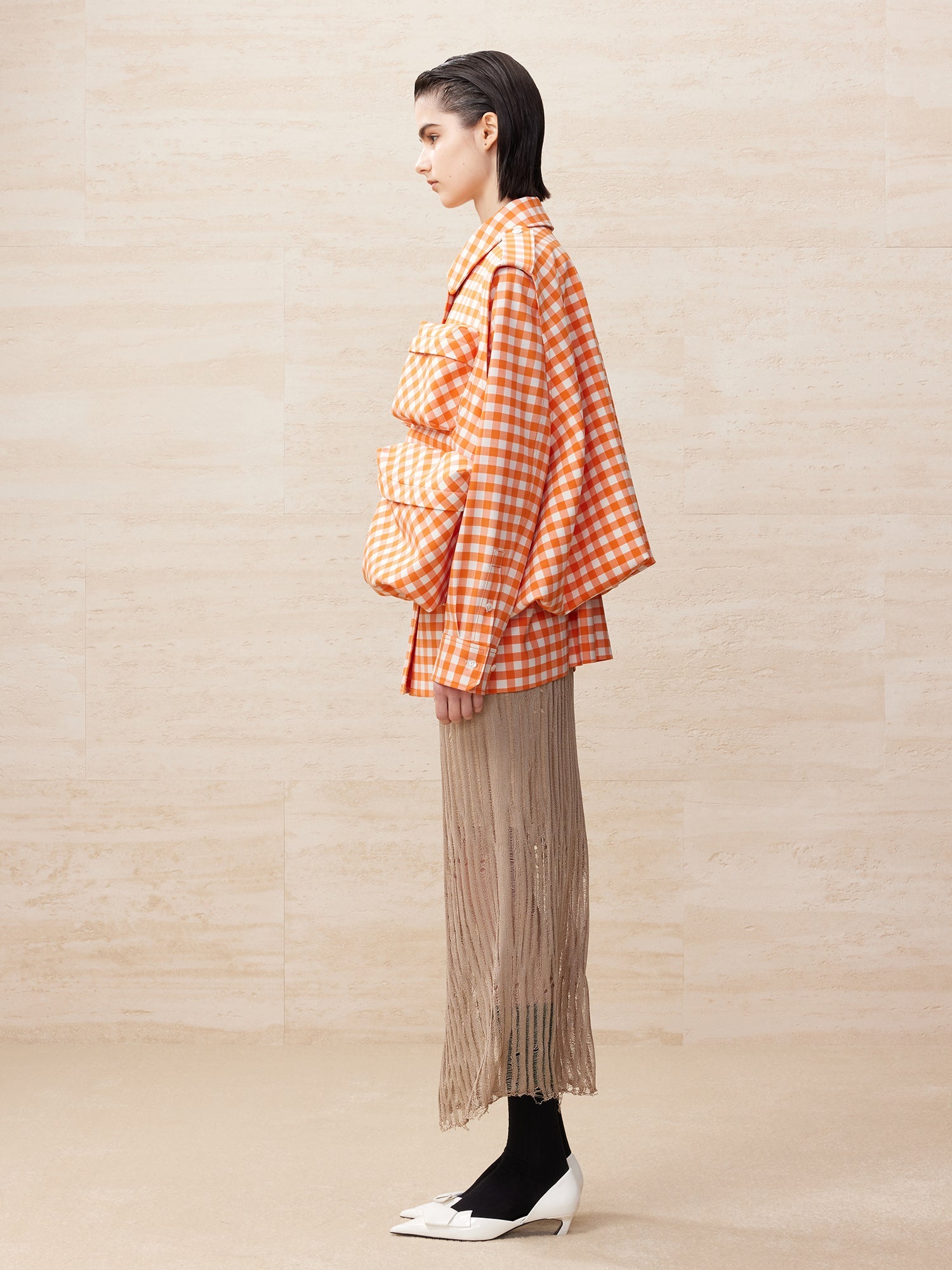 Vichy plaid cargo vest