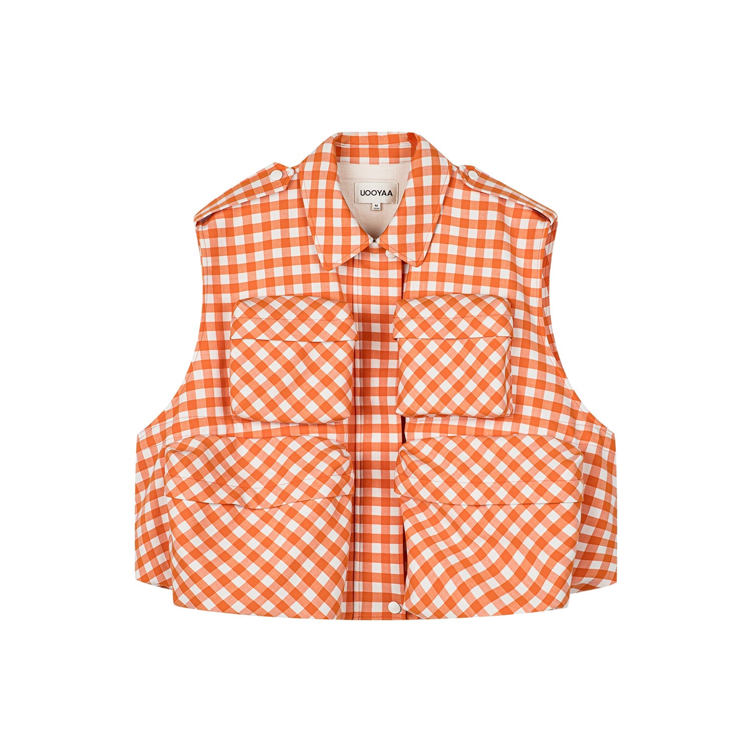Vichy plaid cargo vest