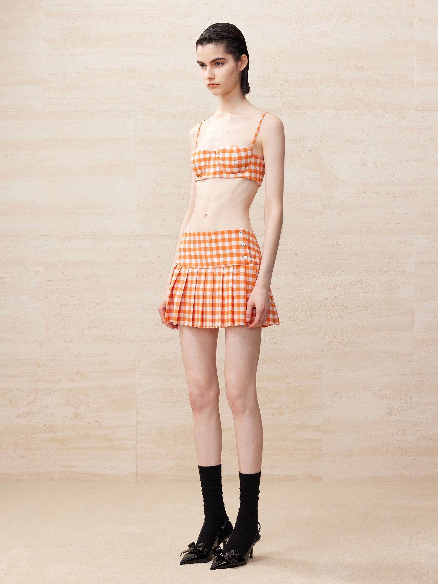 Vichy plaid cropped bustier