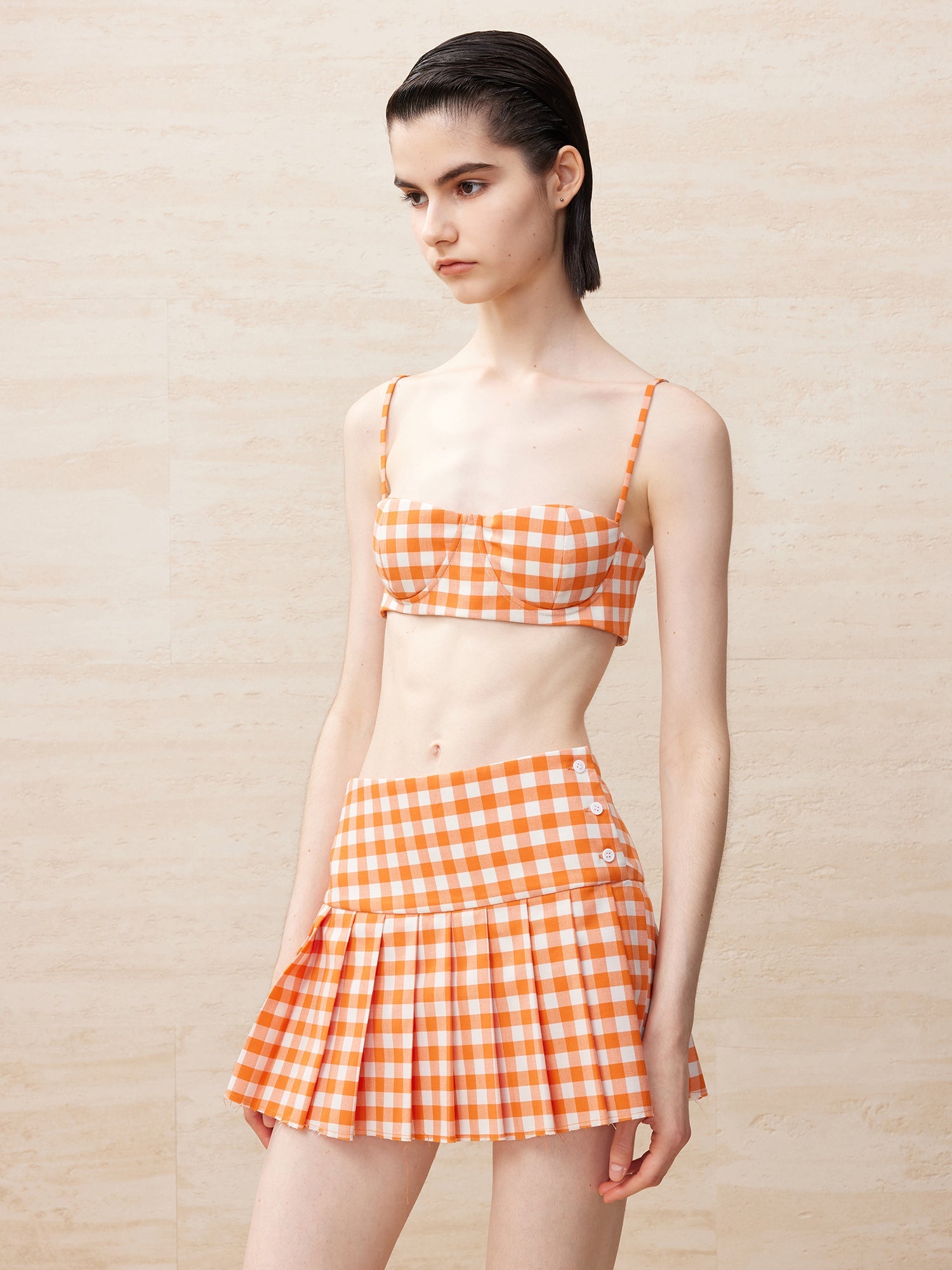 Vichy plaid cropped bustier