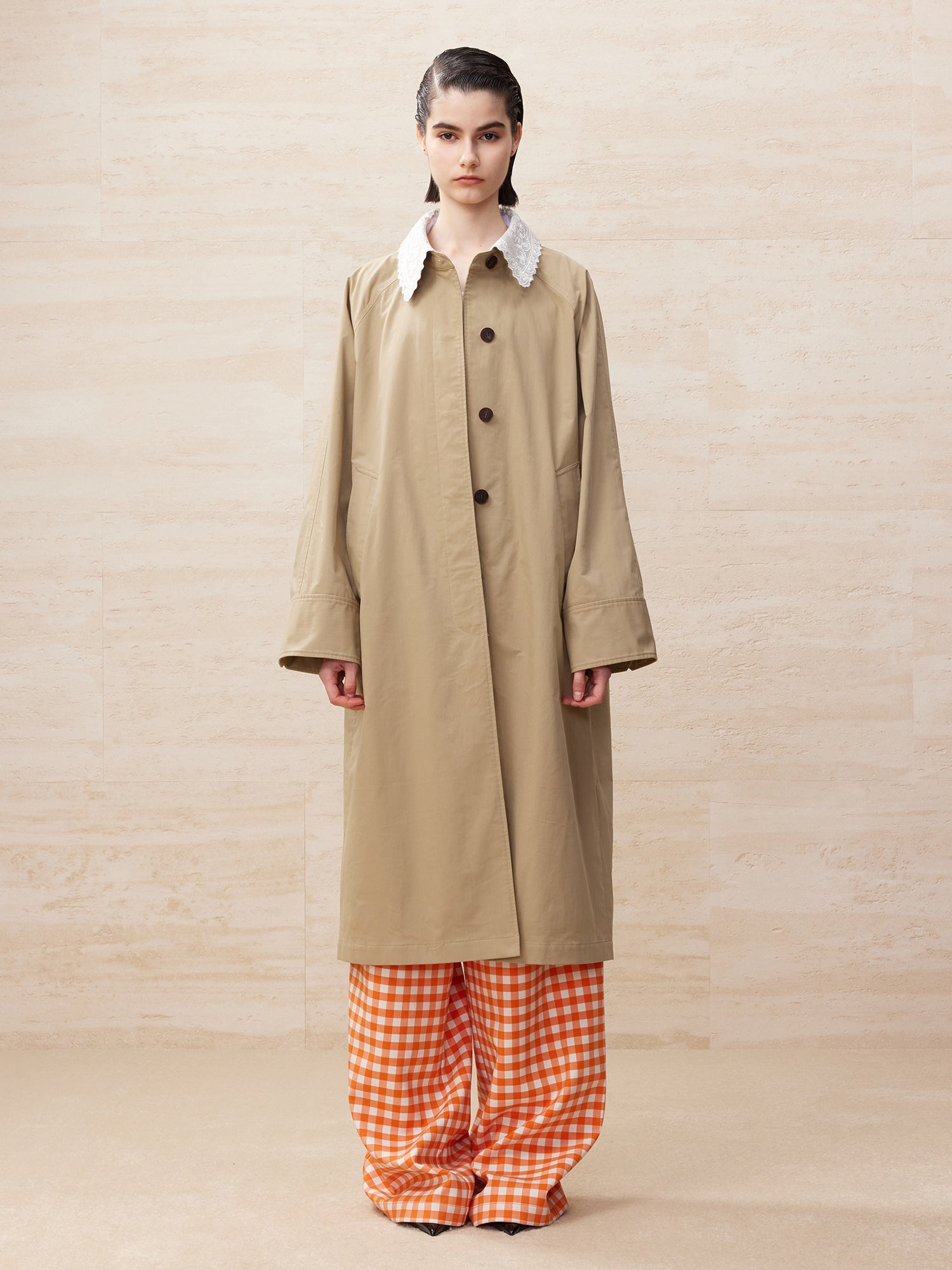 Detachable lace collar car coat