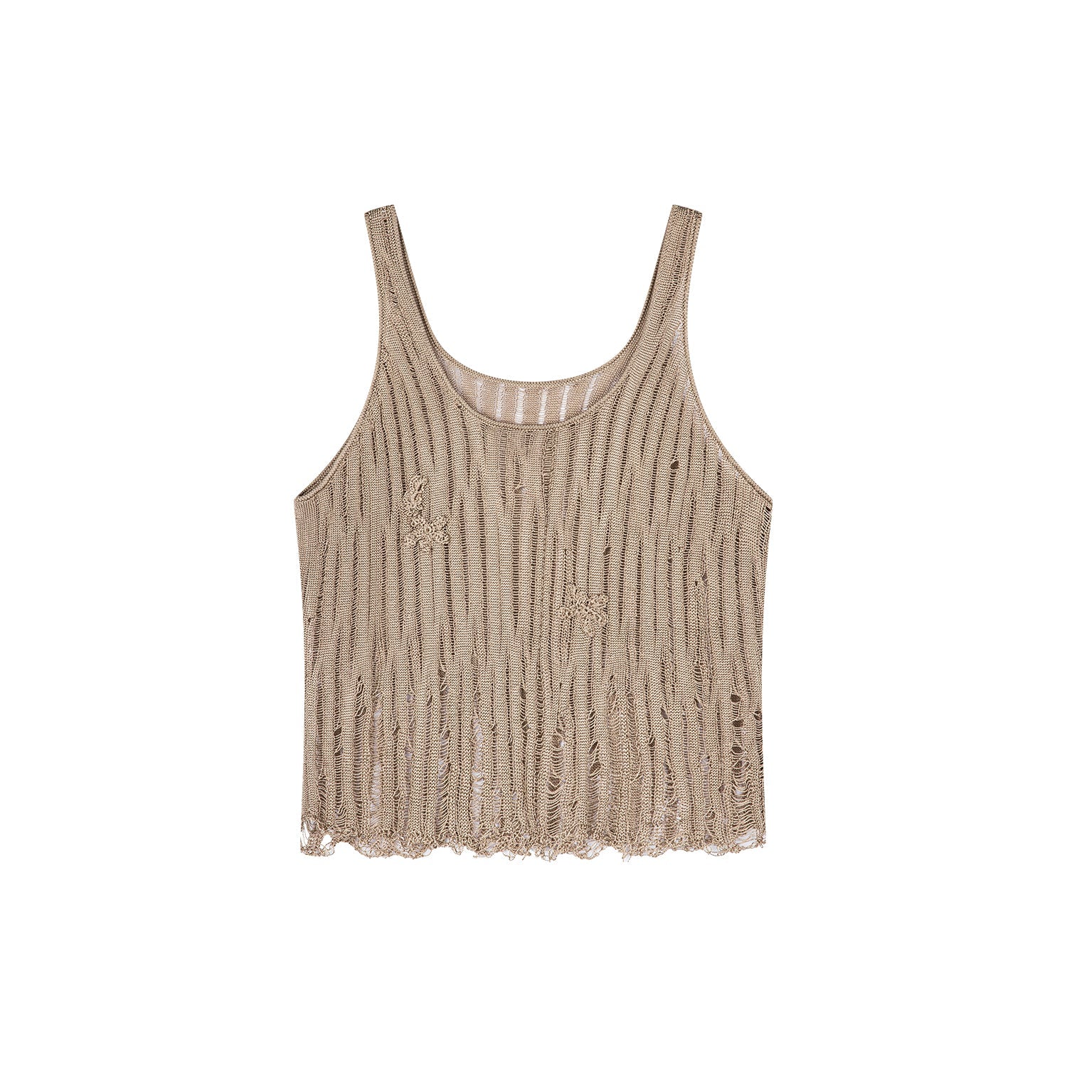 Knitted striped raw edge tank top