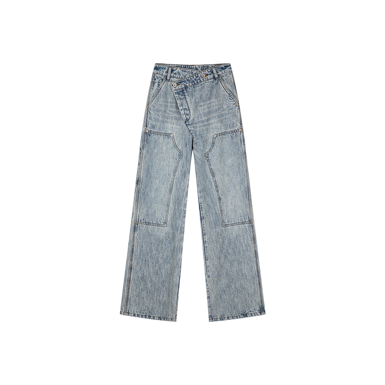 Deconstructed washed carpenter jeans