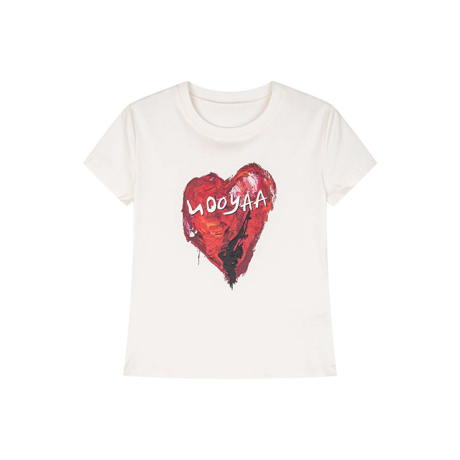 Heart shape brush stroke printed t-shirt