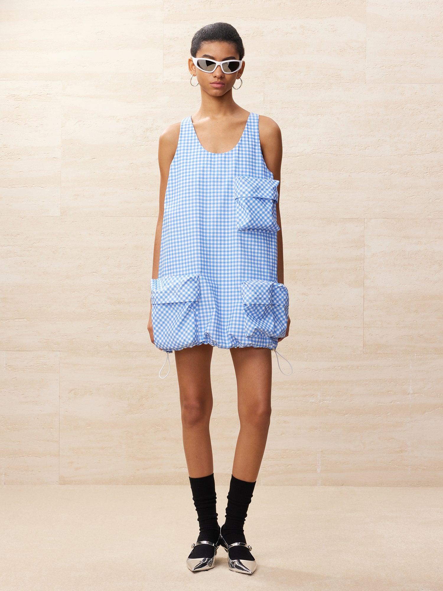 Vichy plaid cargo tank dress