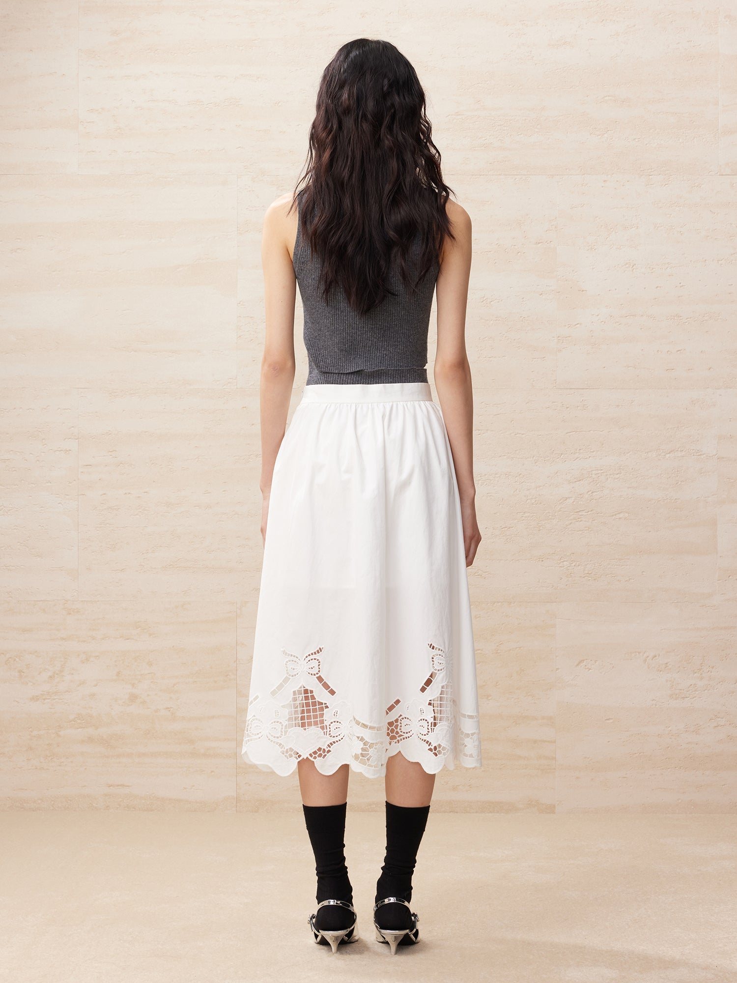White lace skirt