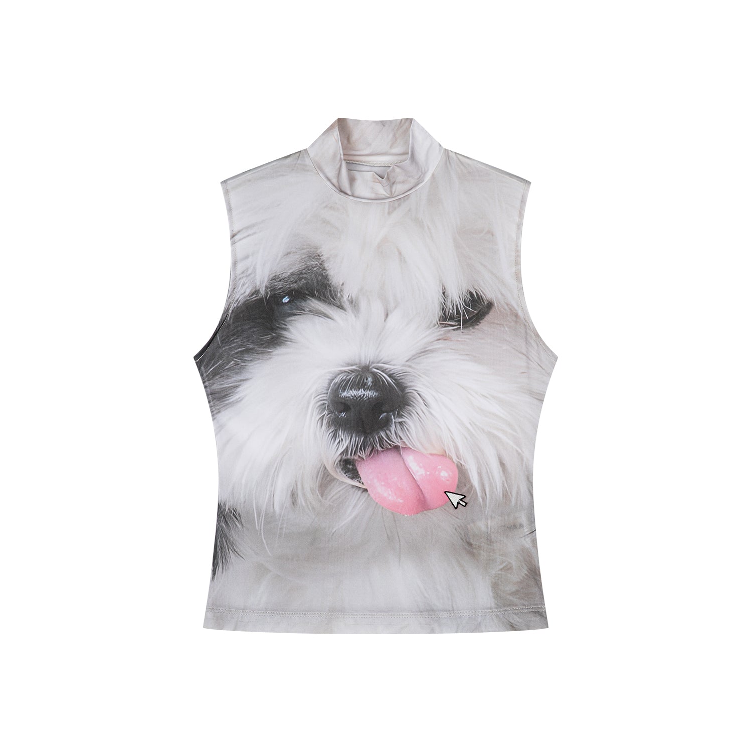 Turtle neck puppy printed vest