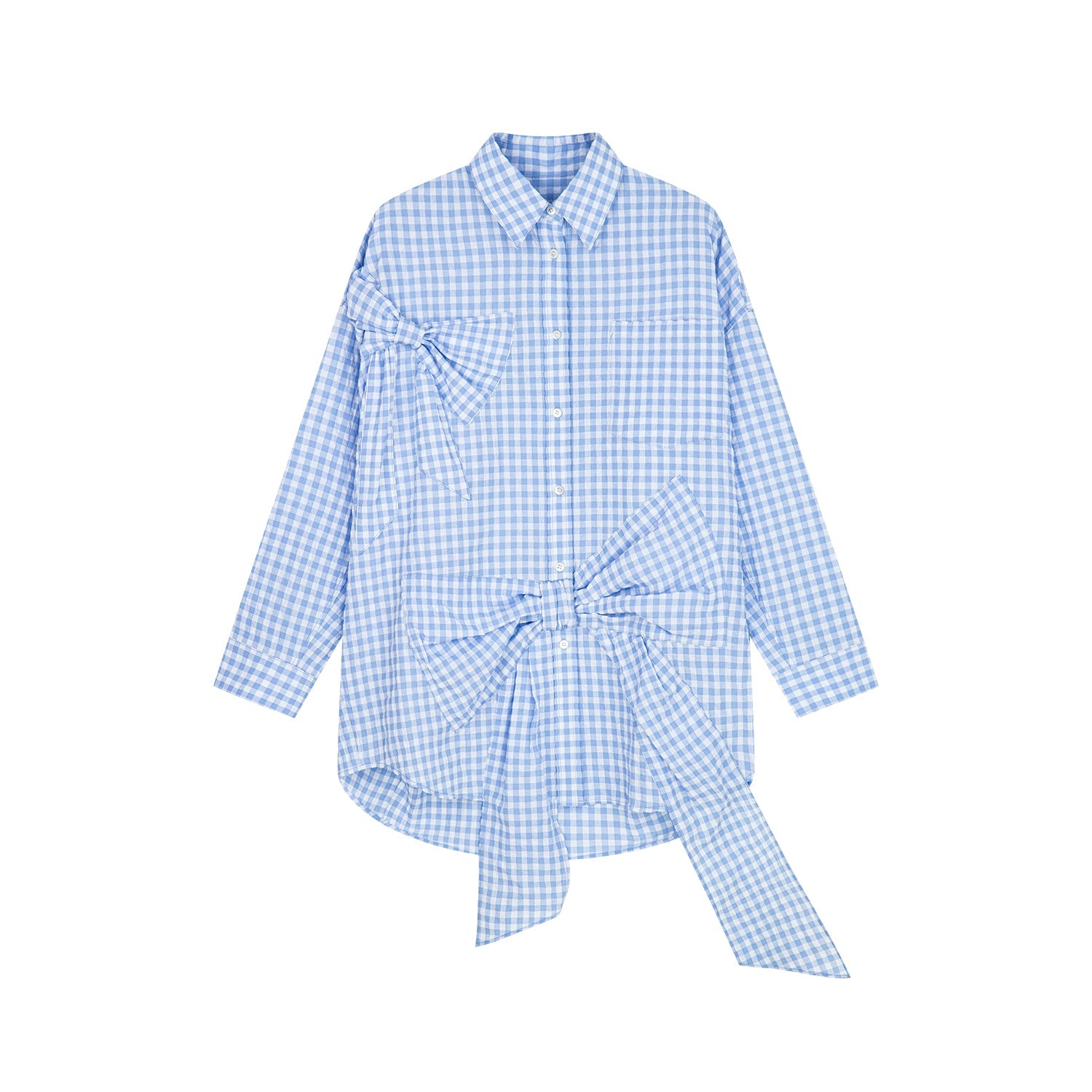 Vichy plaid bowknot shirt