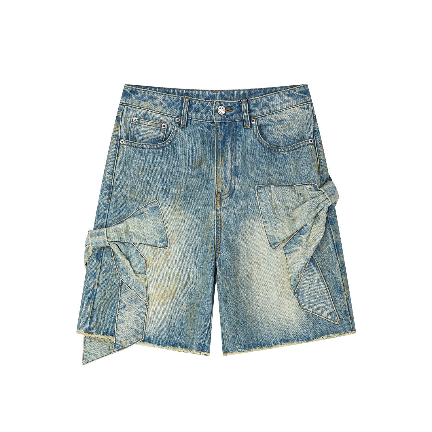 Vintage bowknot denim shorts